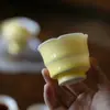Copo de Cerâmica de Alta Qualidade com Junta de Bambu, Esmalte Monocromático, Copo de Mestre, Copo para Degustação de Chá, Conjunto de Chá Kung Fu, Xícara de Chá para Mulheres