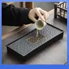 Bandeja de Chá Pedra Imitação Ouro Preto Dx7L Luxo Acessível Conjunto de Chá Doméstico Mesa de Chá Pequena com Bandeja de Drenagem Armazenamento Bandeja de Preparo Seco Chá
