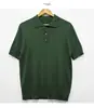 Nova Camiseta Polo de Malha Lasel Manga Curta Masculina Estilo Americano Retrô Verão Masculino Fina Fashionável Estilo Coreano Listrada