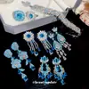 Pendientes, Anillos, Pulseras de Flor Ovalada Hueca de Zircón de Lujo Transfronterizos y Joyería de Lujo de Alto Nivel para Banquetes