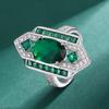 Set de Joyería Estilo Clásico Nuevo Anillo de Esmeralda Chino Pendientes Pendientes de Diamante Verde Anillo de Esmeralda Vintage de Alta Calidad