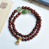 Pulsera de Doble Círculo de Palosanto de Hoja Pequeña Natural y Jade, Venta al por Mayor desde el Fabricante, Pulsera de Joyería con Forma de Hoja de Calabaza