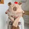 Gorro de Capibara de Invierno Bufanda Infantil Integrada Bufanda de Otoño e Invierno con Orejas Móviles para Niños y Niñas