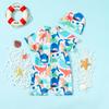 Traje de Baño para Bebé Niño Estilo Coreano de Una Pieza Verano Niños Dinosaurio Dibujos Animados Manga Corta Traje de Baño con Gorro de Natación Venta al por Mayor