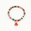Joyería Transfronteriza Europea y Americana Navidad Pulsera de Cuentas de Arcilla Polimérica Suave Regalo Pulsera de Papá Noel Pulsera de Contraste de Color Festivo