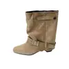 Botas de Pierna de Pantalón de Tacón Grueso de Calibre Grande para Mujer 2026 Nueva Moda Hebilla de Cinturón Punta Cuadrada Botines Cortos Botas de Motocicleta Botas de Plataforma