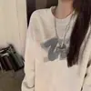 Sudadera con capucha popular para niñas, primavera y otoño, delgada, para estudiantes de secundaria y preparatoria, estilo perezoso, tops holgados de gran tamaño