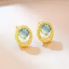Aretes de Tachuela de Jade Azul Grado A Estilo Chino de Lujo Ligero en Oro de 18 Quilates para Mujer 2026 Estilo Caliente Moda Absolutamente Hermosos Aclarantes para Medio Oído
