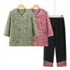 Roupa de Verão da Vovó para Idosos, Roupas de Verão Femininas 2026 Novo Estilo, Camisa e Calça de Senhora Idosa, Roupa de Primavera para Mãe Idosa