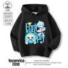 Sudadera con Capucha de Dibujos Animados Azul Pequeño para Apretar Agua Diseño para Niños Sentido de la Moda Ropa Exterior de Nicho Ropa de Otoño para Niños Dibujos Animados