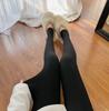 Leggings de inverno pretos grossos de peça única com pelúcia, cintura alta, modelador de barriga, forrados com fleece, inverno KW1611N