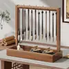 Estante de almacenamiento de madera maciza para pinceles, estante colgante de escritorio, porta pinceles para escritorio, expositor multifuncional para papelería de estudiantes