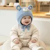 Gorro de bebé con orejas de oso de dibujos animados, gorro de punto, cálido para otoño e invierno, para niños y niñas de 1 a 3 años, gorro de punto moderno