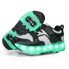 Zapatillas deportivas con ruedas para niños, zapatillas de patinaje luminosas Heelys famosas en Internet, zapatillas explosivas para caminar con cuatro ruedas, color negro