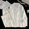 Pijama Transfronteiriço de Seda de Gelo para Mulheres, Estilo Fino para Primavera e Outono, Cardigã Doce Estilo Ins, Manga Longa, Calça Longa, Conjunto Solto para Casa