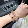 Pulsera de Flor de Oro Foil Natural Amatista de Bolivia para Éxito en Exámenes, Pulsera de Cristal para Atraer Riqueza y Buena Suerte, Joyería de Mano