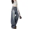 Jeans Largos de Cintura Alta Retro High Street para Mulheres Outono Inverno 2026 Design Americano Calças Banana com Caimento