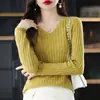 Suéter de Punto de Manga Larga para Mujer Otoño e Invierno, Suéter de Cuello en V, Pulóver, Cálido, Ajustado, Suéter de Manga Larga, Top Interior