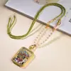 Nuevo Collar de Estilo Chino con un Diseño Fresco y Sencillo, Colgante de Ágata Blanca, Colgante de Jade Thangka Tejido a Mano, Cordón Colgante con Cierre, Cadena de Cuentas