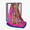 Lenço novo 90cm * 90cm pintura a óleo combinação de cores estampa coroa de penas lenço feminino lenço quadrado grande FJ138