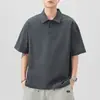 Camisa Polo de Color Sólido para Hombre, Nueva Marca de Verano de Moda, Camiseta Holgada de Cuello Redondo y Manga Corta, Top Casual Versátil de Media Manga para Hombre