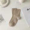 Calcetines de Algodón Puro para Mujer, Calcetines de Punto Doble de Tubo Medio, Calcetines Cálidos de Otoño e Invierno Estilo Japonés con Rayas Verticales, Parte Superior Holgada, Calcetines de Maternidad, Calcetines Holgados Zhuji al por Mayor