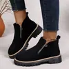 Botines Cortos Frosted Versátiles de Costilla Gruesa para Mujer Europeos y Americanos Botines Chelsea Simples de Suela Gruesa Venta al por Mayor Europea y Americana Talla Grande