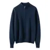 Camiseta básica de cashmere para outono e inverno, nova, feminina, com gola semiaberta, corte solto, cor sólida, suéter de malha casual versátil para usar por baixo