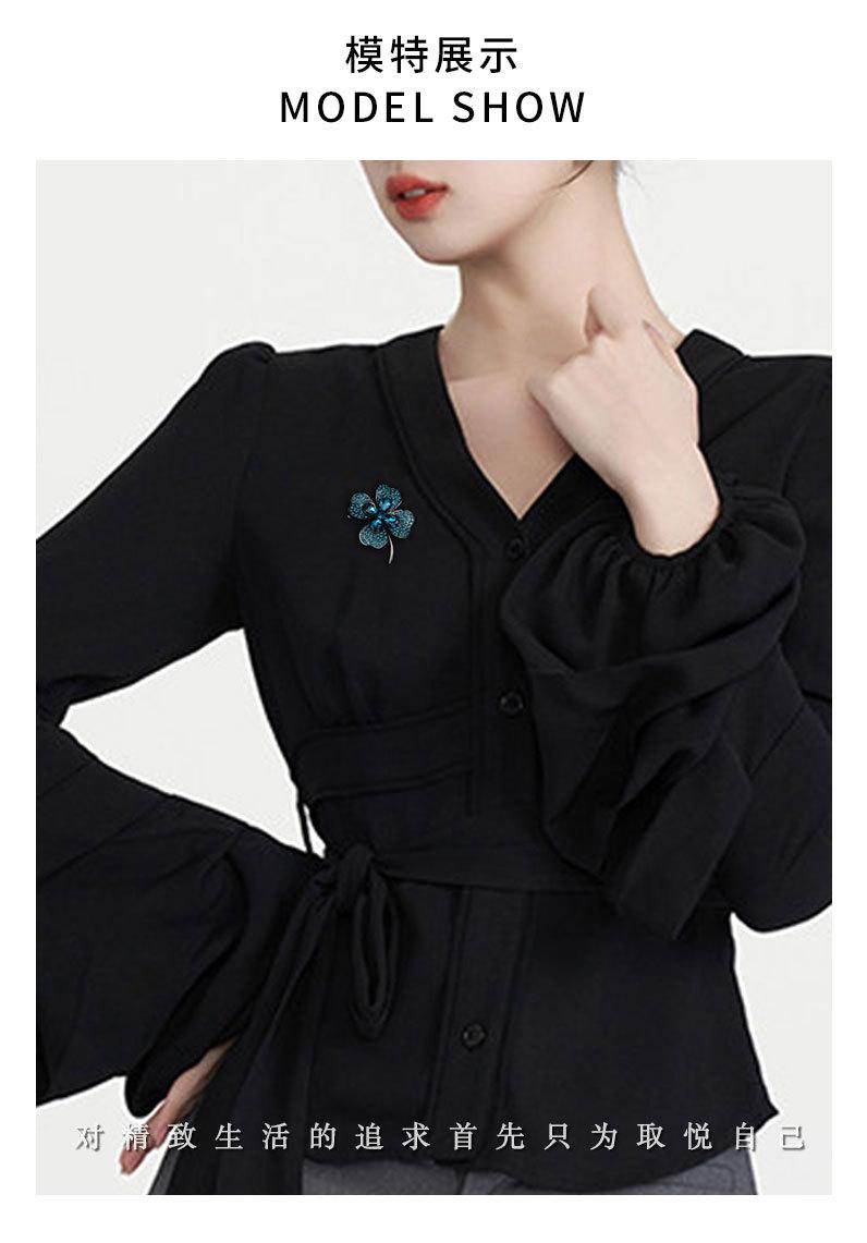 时尚简约幸运四叶草胸针小众高级感复古植物胸花奢华百