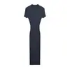 Comercio Exterior Otoño 2024 Nuevo Moda Femenina Estilo Europeo y Americano Ajustado Tejido de Canalé Vestido Largo 3471104