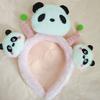 Nova Faixa de Cabelo de Panda com Orelhas de Panda Fofas em Desenho Animado 3D, Presilha de Cabelo Floral, Acessório de Cabelo para Adultos Atacado