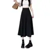 Saia Plissada de Comprimento Médio com Cintura Alta, Saia Rodada Linha A, Meia-Saia Fashion para Mulheres, Saia Evasê de Verão Emagrecedora, Tendência