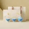Sonho da Fabricante Borboleta Gaiwan Xícara de Chá Conjunto de Chá de Cerâmica Presente de Aniversário para Meninas Conjunto de Caixa de Presente Prático e de Alta Qualidade