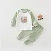 Roupas de Bebê Urso Leitor, Roupa Classe A, Conjunto de Outono para Bebê, Conjunto de Duas Peças, Pijama 100% Algodão
