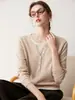 Suéter de Cachemira con Cuello en V de Temperamento Otoño Invierno para Mujer, Manga Larga, Botones, Tejido de Punto Holgado, Moda, Capa Interior, Capa Base, Suéter