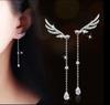 Shen Miner Mesmo Estilo Elegante 925 Sterling Silver Asas de Anjo Brincos Brincos Longos Femininos Estilo Japonês e Coreano Tassel Micro Brincos