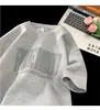 Camiseta de Manga Corta Estampada de Espuma Pesada 300g para Hombre Verano Cuello Redondo Manga Media Holgada Moda Casual Top de Manga Media