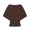 Z Estilo Europeo y Americano Transfronterizo 2026 Nuevo Moda Elegante para Viaje de Mujer Top de Punto de Color Sólido con Cinturón 5536043