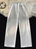 Calça Casual Pesada Retro Americana Marca Tendência Reta Solta Calça Esportiva Caimento Corte Inclinado Cinza Calça de Moletom Masculina Primavera Outono