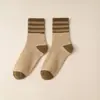 Nuevos Calcetines de Otoño e Invierno para Hombres y Mujeres Calcetines Gruesos Cálidos con Forro de Felpa Japonés calcetines de toalla de piso de tres rayas de rizo calcetines de tubo medio