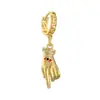 Pendientes Geométricos de Moda Transfronterizos Hebilla para Oreja Chapado en Cobre Oro Real Gota de Aceite Zirconia Ojo de Dedo Pendientes Colgantes para Mujer