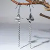 Aretes de Gancho de Plata Tailandesa Vintage, Artesanía de Pegamento, Cloisonné, Plata de Ley 925, Accesorios para Aretes DIY, Borla Larga, Aretes de Mariposa