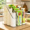 Estante de Almacenamiento para Papel Film Caja de Almacenamiento para Gabinete de Cocina Bolsas de Plástico Bolsas de Basura Organizador Transparente Solución de Almacenamiento