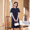 Vestido Ropa de Trabajo Yun Yun para Mujer Verano de Gama Alta Falda Larga Slim y Versátil Cuello Polo Falda Casual