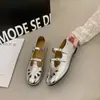 Zapatos Individuales Suaves Calados Versátiles Estilo Zapato Suave de Cuero Planos Casuales para Mujer Zapatos Pequeños de Cuero Estilo Retro Francés Mary Jane para Primavera y Verano Mujer