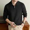 Coleção outono/inverno masculina Yingao estilo old money: suéter de tricô casual de manga longa, com gola e zíper, de caimento solto