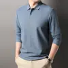 Camisa Polo Multicolor de Algodón Puro Estilo Nuevo Primavera y Otoño Camiseta de Manga Larga con Cuello de Solapa de Negocios Transpirable Casual para Hombre