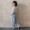 You Hua 2026 Otoño Nuevo Estilo Niñas Versión Coreana Brillantes Elegantes Pantalones de Pierna Ancha Jeans para Niños 68768