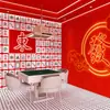 Papel de parede de salão de mahjong da moda nacional vermelha papel de parede de parede de fundo de sala de xadrez de restaurante estilo Hong Kong mural decorativo para fotografia de celebridade da internet 3D