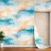 Pegatinas de pared autoadhesivas IXPE transfronterizas, patrón de acuarela azul y naranja, rollo de renovación de papel tapiz brillante, al por mayor